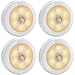 SOAIY 4pcs Lampe de Touche LED Éclairage de Nuit Autocollant Alimenté par 3 Piles/Batteries pour Penderie/Placard/Étagère/Entrée/Cuisine/Passage