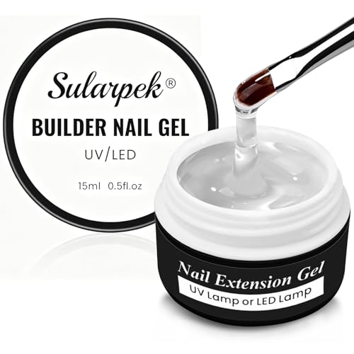 Sularpek 15ml Ongle Gel, Gel Construction Ongle UV, Gels de Construction, Builder Gels pour Renforcement, Extension et Nail Art Manucure DIY(Clear)