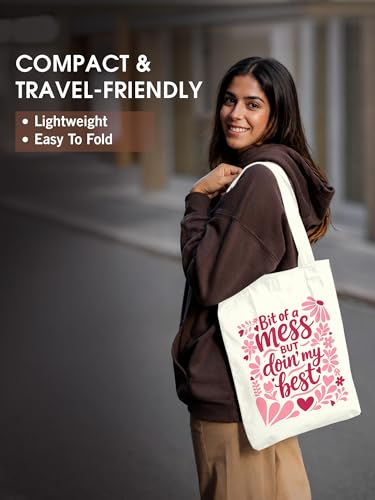 Image of DOODLE Premium Canvas Tote Bag for Women with Zip and Inner Pocket for Shopping, Office, Travel and Daily Use