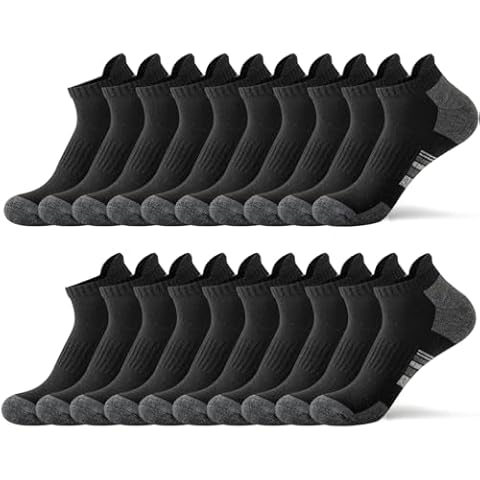 JOYNÉE 10 Pairs Mens athletic ankle socks running low cut socks for men with Tab,Black,Sock Size:10-13 Cover