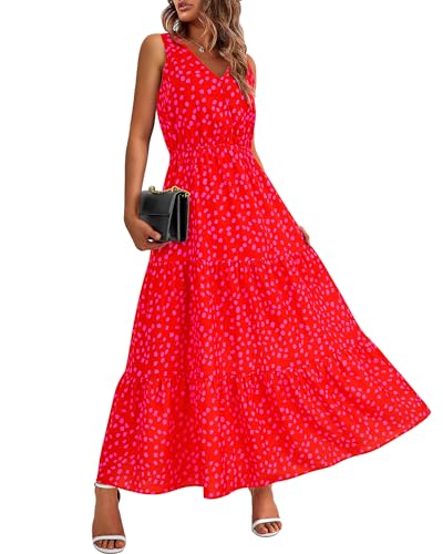 BTFBM Women Summer Dresses Casual Sleeveless Maxi Dresses Cute Floral Long Dress Wedding Guest Dress