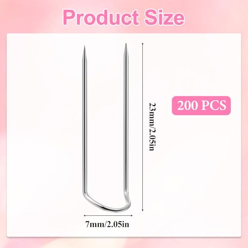 200 Stück Stecknadeln U-Form, Strohblumennadeln Stecknadeln Ohne Kopf Edelstahl Stecknadel Ohne Kopf mit Box Nähen Kopfnadeln feine für Basteln DIY-Projekte Nähprojekte Häkeln