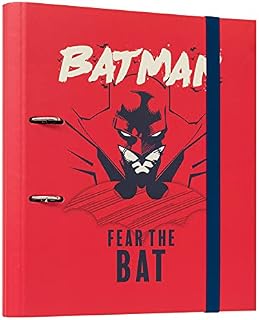 Official Batman 2 Ring Binder - A4 Folders Ring Binder - 10.6 x 12.6 inches / 27 x 32 cm - Ring Binder A4 - A4 Ringbinder - A4 Files 2 Ring Binder - Batman Gifts