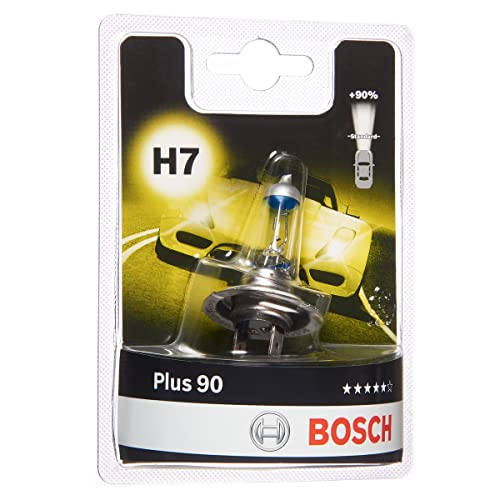 Bosch H7 Plus 90 Ampoule de Phare Halogène, 12 V 55 W, Faisceau Lumineux 90% plus Long - Culot PX26d - 1 Ampoule de Rechange