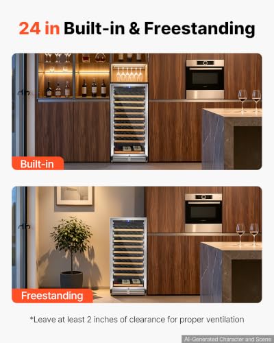 Image of VEVOR 24 inch Wine Fridge 110-Bottle Wine Cooler Refrigerator for Home Bar