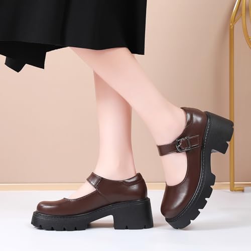 Image of Mary Jane Shoes Women Platform Mary Janes for Women Chunky Heels Women's Pumps Fashion Comfortable Dressy Casual Work School Office Shoes