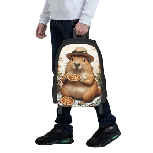 Image of Cute Capybara Print Backpack For Men Women Lightweight Daypack For Daily Commutes Business Travel Hiking
