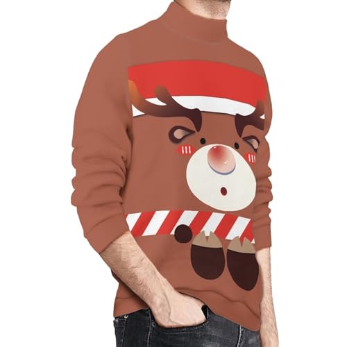 Ugly Christmas Sweaters for Women Men Novelty Funny Christmas Sweatshirt Turtleneck Knitted Sweater Pullover S-4XL3