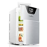 ♥【Aspecto moderno】El mini refrigerador tiene un contorno de refrigerador en forma de arco, ventanas compactas y llamativas bisagras de metal, y el diseño de la manija de la puerta giratoria y la manija retráctil es muy conveniente.
