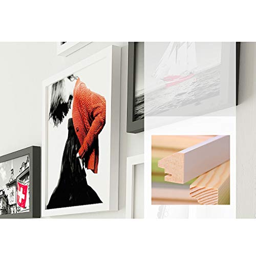 Ensemble de mur multi cadres photo bois noir pour composition escalier