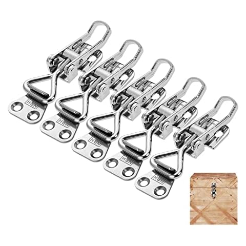 Yetaha 5pcs Toggle Clamp Catch Latches Stainless Steel Adjustable 5610A Quick Release Pull Clip for Tool Box Case Chest Door Trunk Latch Heavy Duty Catch Hasp Catch Hasp Cover