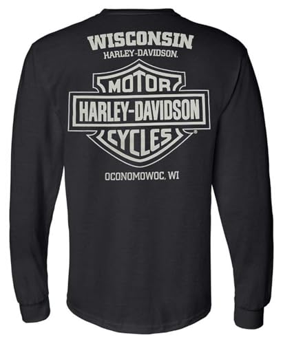 Harley-Davidson Men's Fastened Bar & Shield Crew-Neck Long Sleeve Shirt - Black2