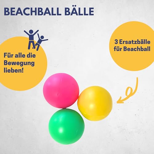 BEST SPORTING Beach-Ball Ersatzbälle I 3 Softbälle aus Kunststoff I Ping Pong in Blau Gelb & Orange I Beach-Tennis für Kinder I Softball Tennis