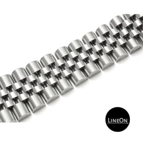 Image of Stainless Steel Jubilee Watch Metal Strap Chain Replacement Bracelet with Butterfly Push Button Clasp, Adjustable Links, Premium Finish, Permanent Polish For Premium Watches ( Adjustable Tools and Pins Include )