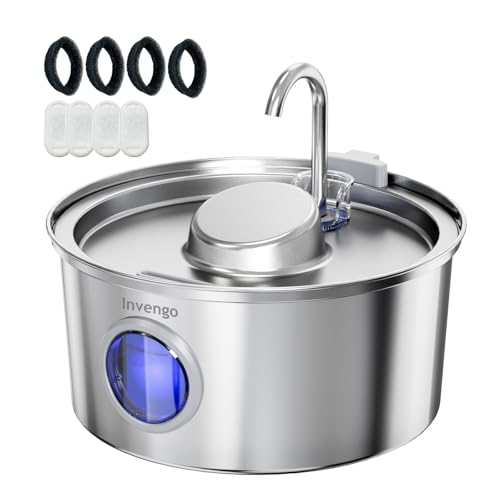 Fuente de Agua para Gato de Acero Inoxidable, Bebedero de 3,2 L/1...