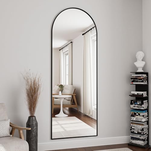 Image of OGCAU 64 inchx21 inch Arched Full Length Mirror, Floor Full Body Mirror, Black