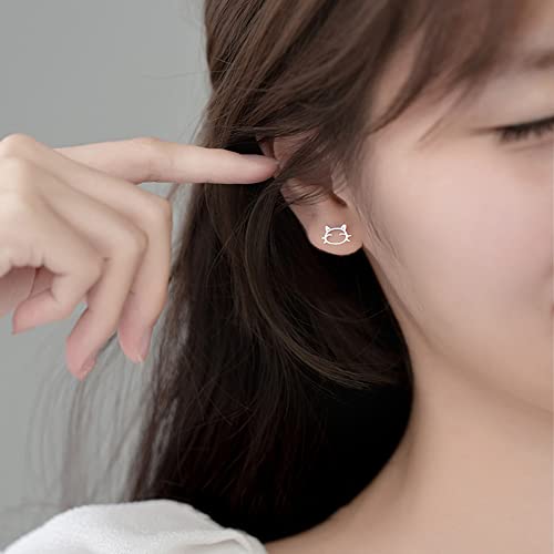 Tiny Cat Stud Earrings S925 Sterling Silver Minimalist Cute Animal Pet Small Cartilage Earring Studs Posts Ear Piercing Christmas Jewelry Hypoallergenic for Women3