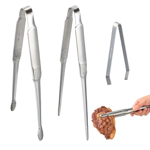 3 Pinzas de Cocina de Acero Inoxidablede Precision, Utensilios Finas Chef Profesionales, Pinzas de Espina de Pescado para Alimentos Cocinero Mariscos Barbacoas, 27.5cm *2 + 11.5cm *1