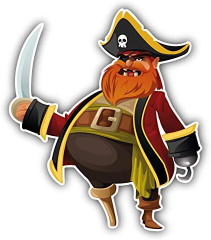 Calcomanía para parachoques de coche con diseño de pirata enojado de 4 x 5 pulgadas