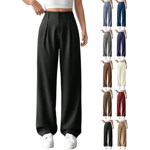 Palazzo Pants for Women Summer Casual Flowy Wide Leg Pants High Waisted Ladies Lightweight Work Pant with Pockets