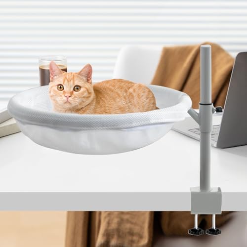 Lit de bureau pour chat perchoir d'intérieur et hamac réglable lavable - 7
