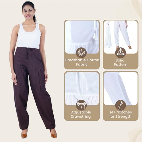 Image of Happy Bunny Salwar Pant for Women, Fine Cotton Ethnic Trousers with Drawstring Waist, Comfortable Daily, Office & Casual Wear Bottoms