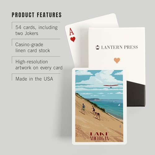 Lantern Press Michigan, Dunes, 52 cartas de póker para adultos miniatura 3