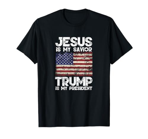 Maglietta jesus is my savior trump is my president maglietta