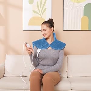 Ruqiji neckshoulderback heating pad pain relief for backneckshouldersmenstrual pain christmas gifts for women men mom dad 01 light blue 19 x 24  urban country home decor