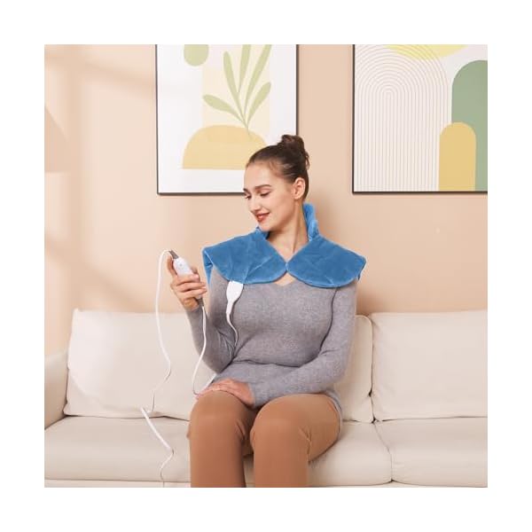 Ruqiji neckshoulderback heating pad pain relief for backneckshouldersmenstrual pain christmas gifts for women men mom dad 01 light blue 19 x 24  urban country home decor