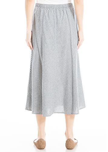 Max Studio Women's Yarn Dye Linen Skirt with Buttons3