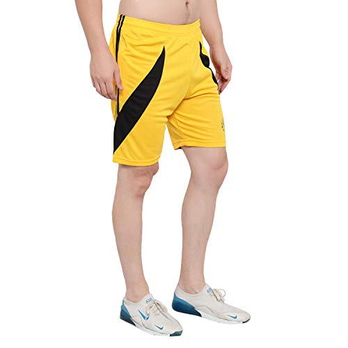 Image of Dia A Dia Men's Polycotton Running Sports Gym Shorts Pack of 4 (Black-Green-Orange-Yellow Free Size: 28-34 Inches)