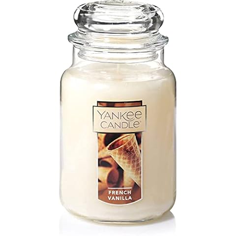 Yankee Candle French Vanilla Scented, Classic 22oz Large Jar Single Wick Candle, Over 110 Hour Burn Time, Ideal for Entertaining, Personal Relaxation, Gifting Cover