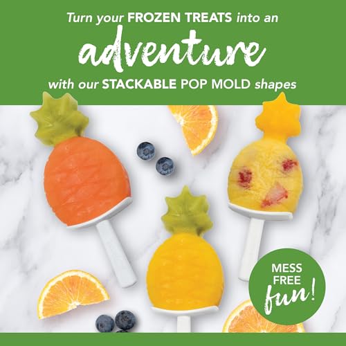 Image of Tovolo Pineapple Popsicle Mold Stackable Kids Pack of 4 Pineapple Silicone Mold with Sticks, BPA Free Freezer Pop Maker Summer Essentials Frozen Treat Molds, Sun Ray Yellow