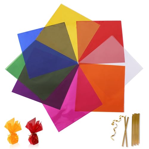 カラーセロハン セロファンシート 80枚セット カラーセロファン セロファン紙 子供の手芸 DIYセロファンラッピング クラフトペーパー