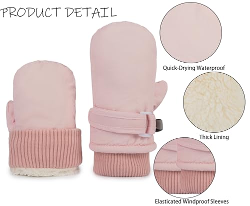 Winter Ski-Gloves for Kids - Boys-Girls-Warm-Plus-Velvet-Thickened Mittens Children-Cold-Weather Glove 2-4 Y2
