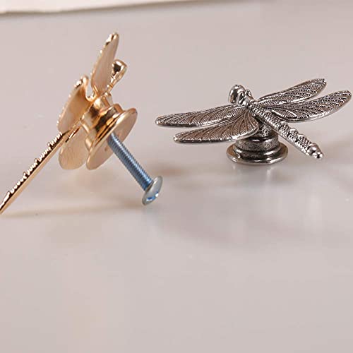 Luluxing 2Pcs Ancient Silver Dragonfly Designed Dragonfly Shape Dresser Knobs Drawer Handle Furniture Hardware Decoration Pulls Handle For Cabinet Wardrobe thumb #4