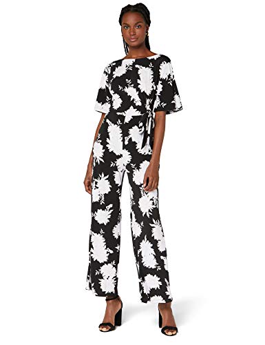 Amazon-Marke: TRUTH & FABLE Damen Kurzärmeliger Abend-Jumpsuit aus Jersey, Mehrfarbig (Lilac Shadow Floral), 38, Label:M Cover