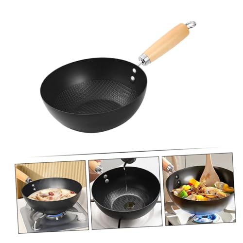 Wok de hierro Alipis 8 pulgadas con mango resistente al calor miniatura 4