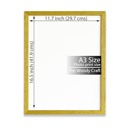 Image of A3 Size Photo Frame | Wall Frames That Brighten Any Room | Yellow Photo Frames For Wall Decor | Classic Wooden Photo Frame | Wedding Photo Frame (11.7x16.5 inch, Yellow)