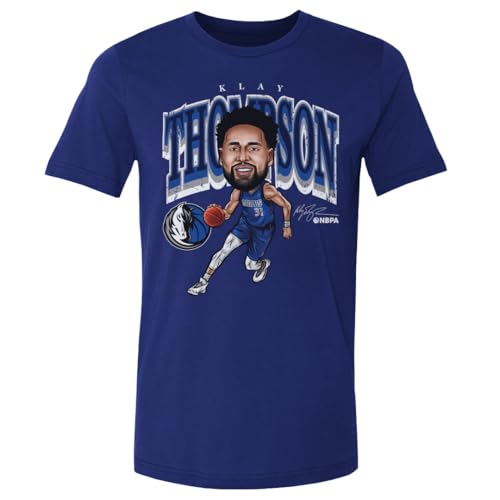 500 LEVEL Klay Thompson Dallas Mavericks Shirt - Klay Thompson Dallas Mavericks Cartoon WHT (Royal Blue, X-Large)