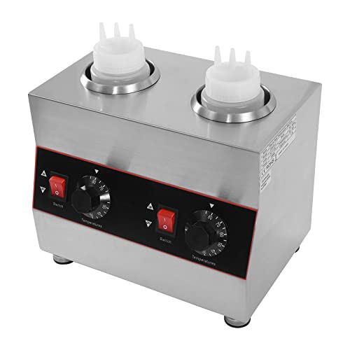 Commercial Sauce Warmer, Electric Chocolate Sauce Warmer Toppings Bottle Warmer Hot Cheese Sauce Dispenser Jam Heat Preservation Machine with 2 Bottles
