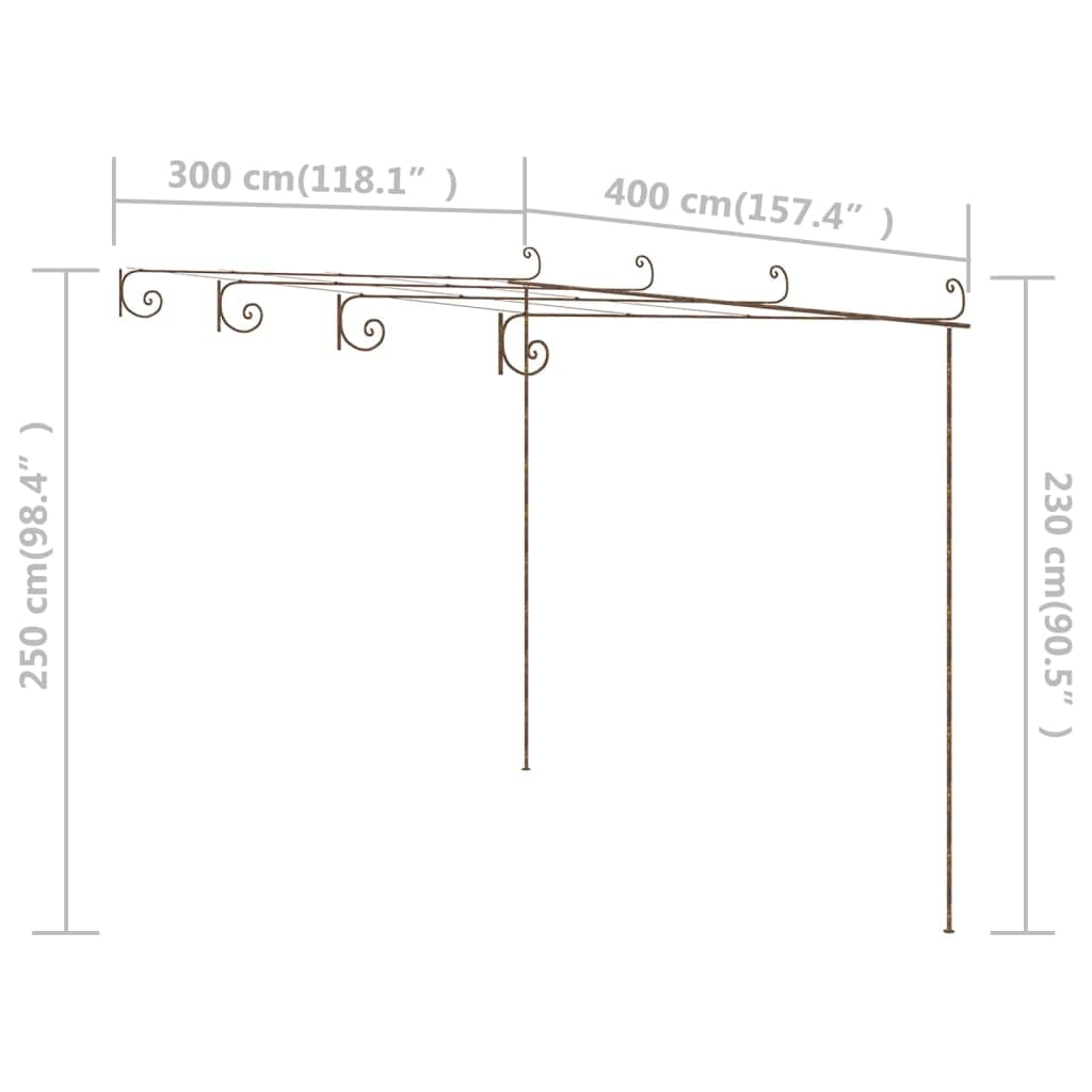 vidaXL Pergola de Jardin Arche de Jardin Tonnelle de Patio Plantes Grimpantes Arche de Terrasse Extérieur Marron Antique 4x3x2,5 m Fer Forgé