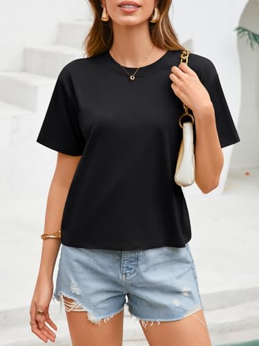 Image of UNCLECAT Womens Short Sleeve Crop Tops Summer Basic Cropped T Shirts