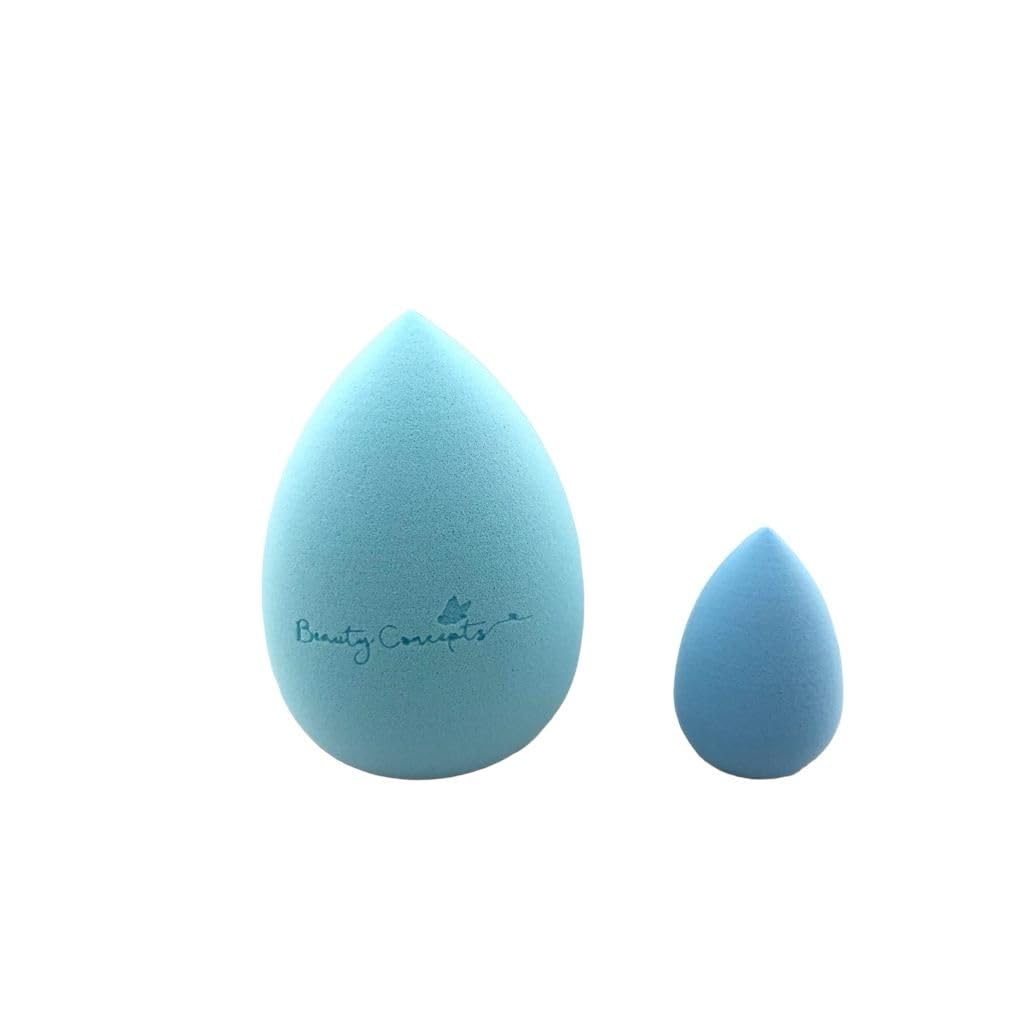 Esponja de maquillaje para base de maquillaje, sin látex, esponjas de maquillaje para base líquida, polvo, protector solar y crema, 1 esponja grande, 1 esponja pequeña (azul bebé)