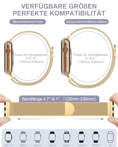 Image of Original Stainless Steel Milanese Loop Compatible with Apple Watch Band 38mm 40mm 41mm 42mm 44mm 45mm 46mm 49mm, Magnetic Clasp Band for iWatch Series 11 10 9 8 7 6 5 4, SE 3 2 1 Ultra3 2, Women & Men