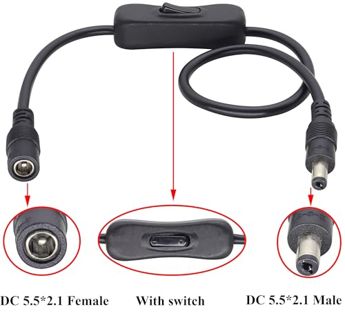 Cable con interruptor para cámaras de 12V que evita desenchufar el alimentador CC 4