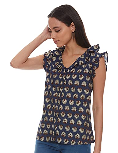 Image of Desi Belle Women's Regular Tops (DBCTTP-6 Navy L)