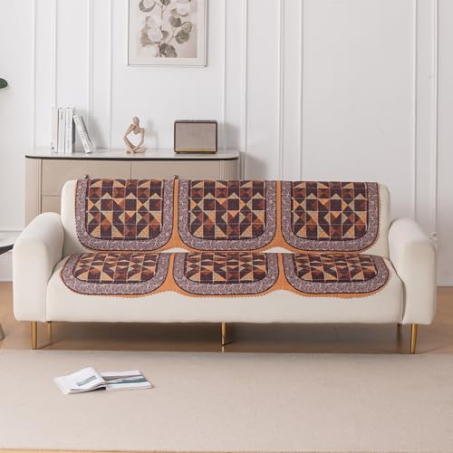 Image of HOKIPO HeavenHue Sofa Cover 3 Seater for Seat & Back, Rustic Mosaic