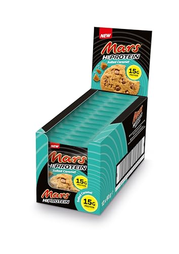 Mars High Protein Cookie (12 x 60g) – Salted Caramel – 15g Eiweiß pro Cookie – Weniger Zucker – Soft Baked – Ideal für Muskelaufbau & Regeneration – Perfekt nach dem Training